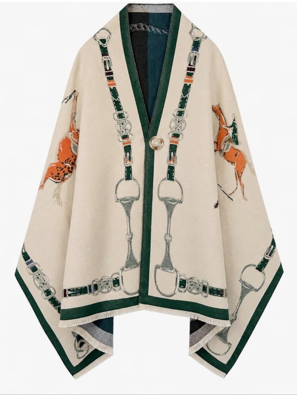 28"×71" Stylish Equestrian Design Soft Shawl Wrap Scarf with Button